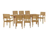 Manorhouse 9-Piece Rectangular Teak Outdoor Family Dining Set with Extendable Table - Ornate Home
