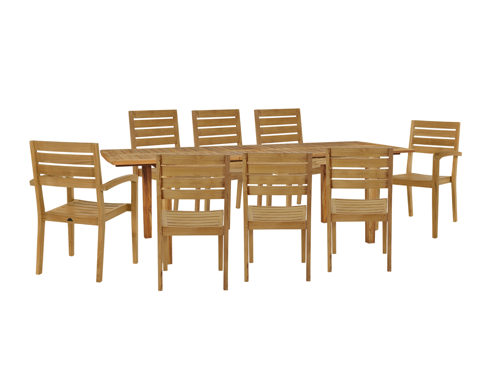 Manorhouse 9-Piece Rectangular Teak Outdoor Family Dining Set with Extendable Table - Ornate Home