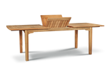 Manorhouse Rectangular Teak Outdoor Dining Table with Built-In Extension and Umbrella Hole - Ornate Home