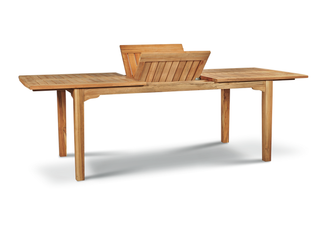 Manorhouse Rectangular Teak Outdoor Dining Table with Built-In Extension and Umbrella Hole - Ornate Home