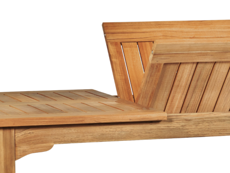 Manorhouse Rectangular Teak Outdoor Dining Table with Built-In Extension and Umbrella Hole - Ornate Home