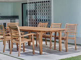 Manorhouse Rectangular Teak Outdoor Dining Table with Built-In Extension and Umbrella Hole - Ornate Home
