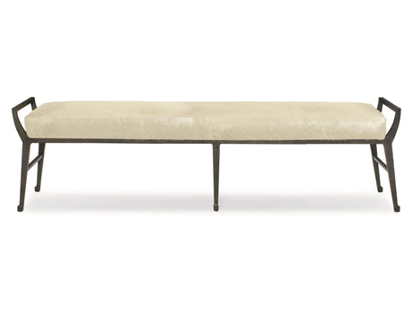 Mansfield Beige/Black Leather Bench - Ornate Home