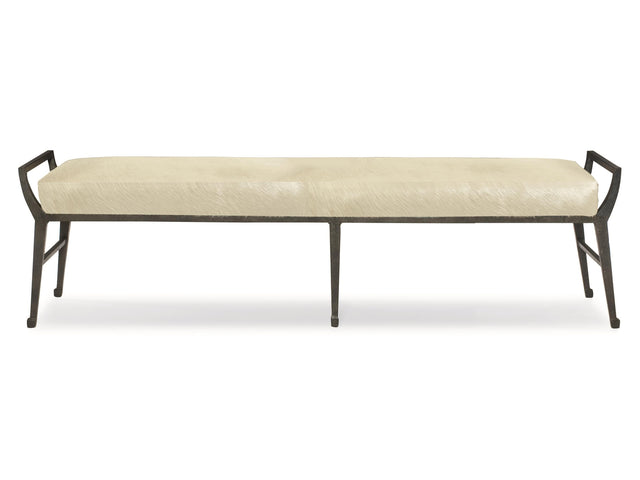 Mansfield Beige/Black Leather Bench - Ornate Home