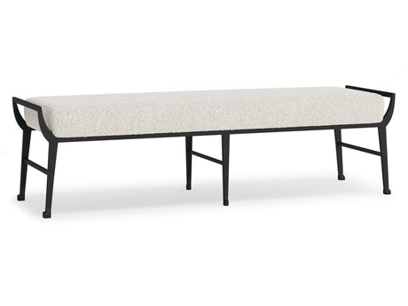 Mansfield White/Cream/Black Fabric Bench - Ornate Home