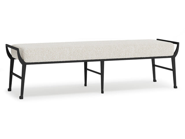 Mansfield White/Cream/Black Fabric Bench - Ornate Home