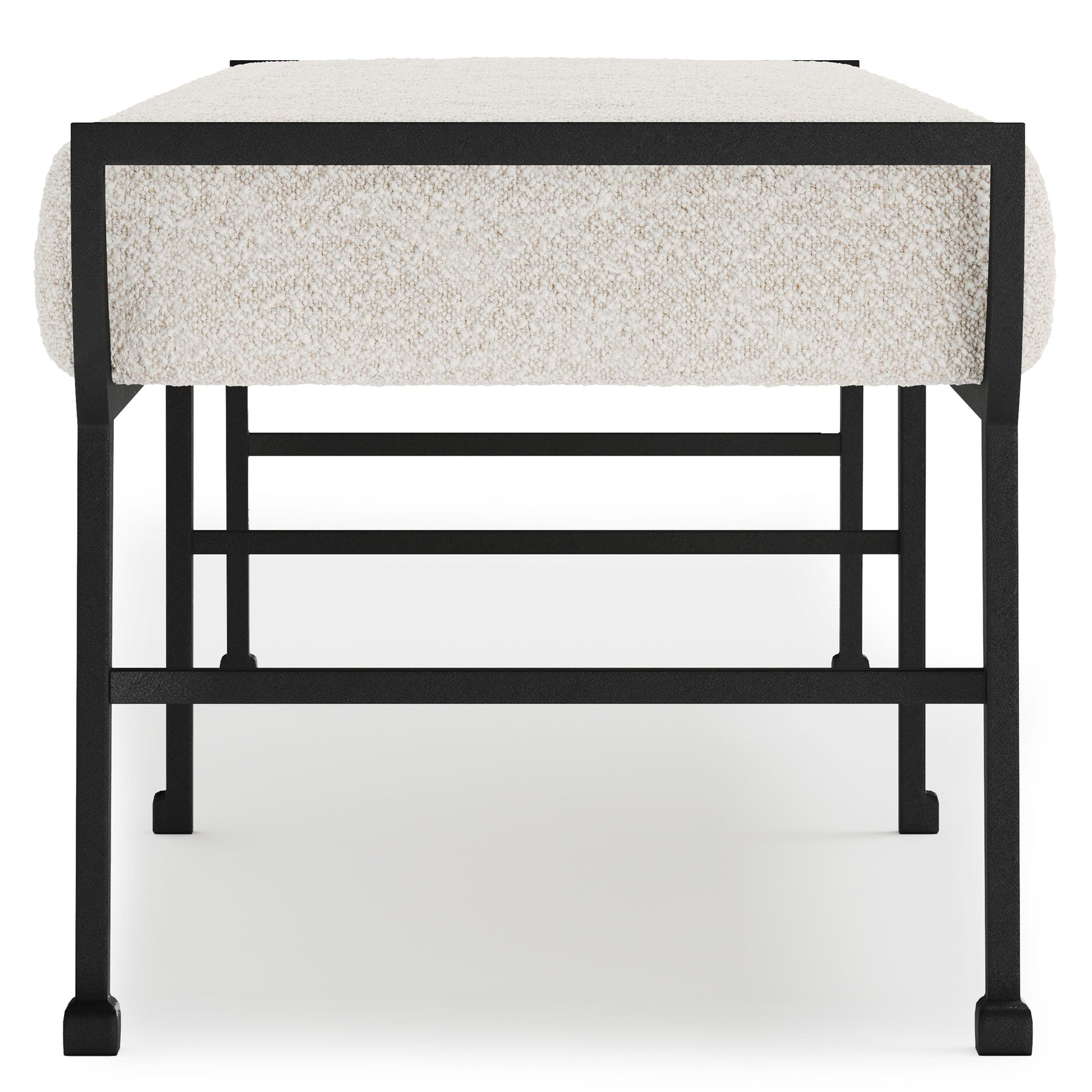 Mansfield White/Cream/Black Fabric Bench - Ornate Home