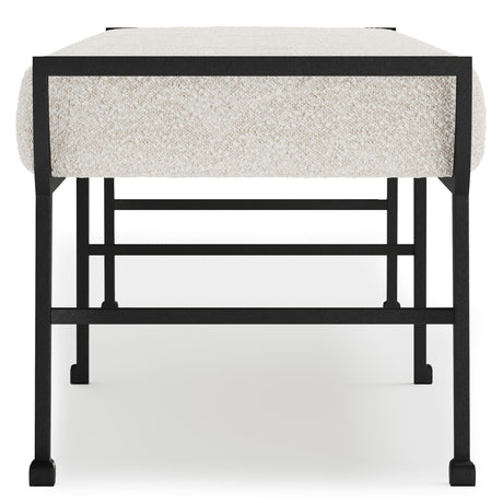 Mansfield White/Cream/Black Fabric Bench - Ornate Home