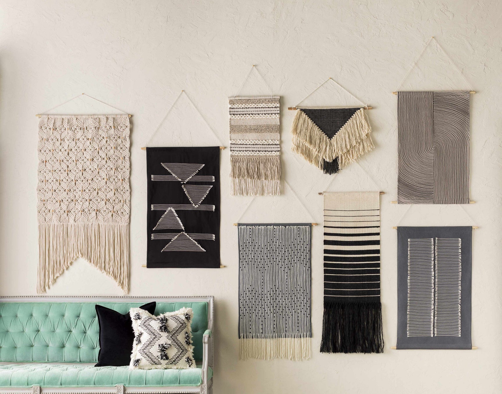 Mansura Gray and White Patterned Wall Hanging - Ornate Home