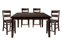 Mantello Dark Brown/Cherry 5-piece Counter Height Dining Table Set - Ornate Home