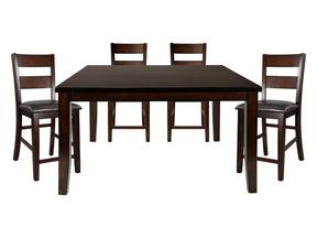 Mantello Dark Brown/Cherry 5-piece Counter Height Dining Table Set - Ornate Home