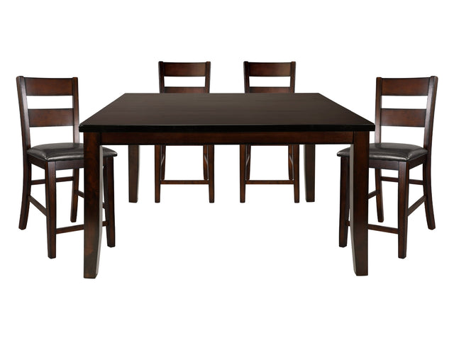 Mantello Dark Brown/Cherry 5-piece Counter Height Dining Table Set - Ornate Home