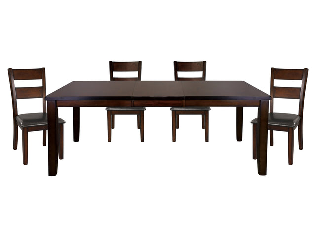 Mantello Dark Brown/Cherry 5-piece Dining Table Set - Ornate Home