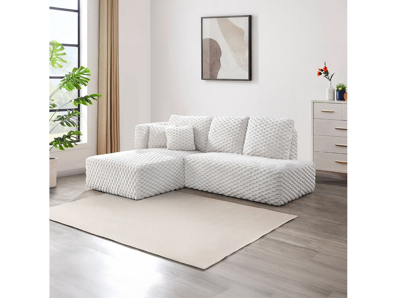 Manya Ivory Corduroy Sectional Sofa - Ornate Home