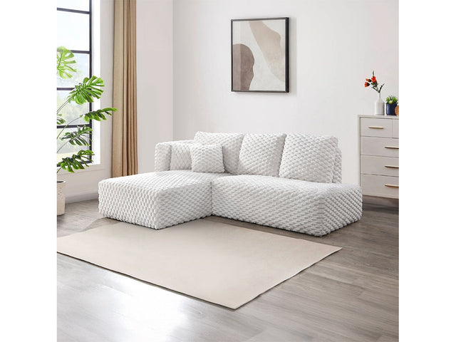 Manya Ivory Corduroy Sectional Sofa - Ornate Home