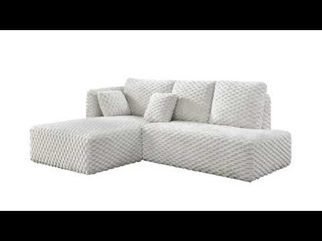 Manya Ivory Corduroy Sectional Sofa - Ornate Home