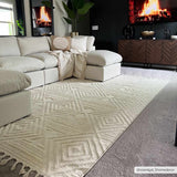 Manyas 3D Bone Area Rug with Tassels - Clearance - Ornate Home