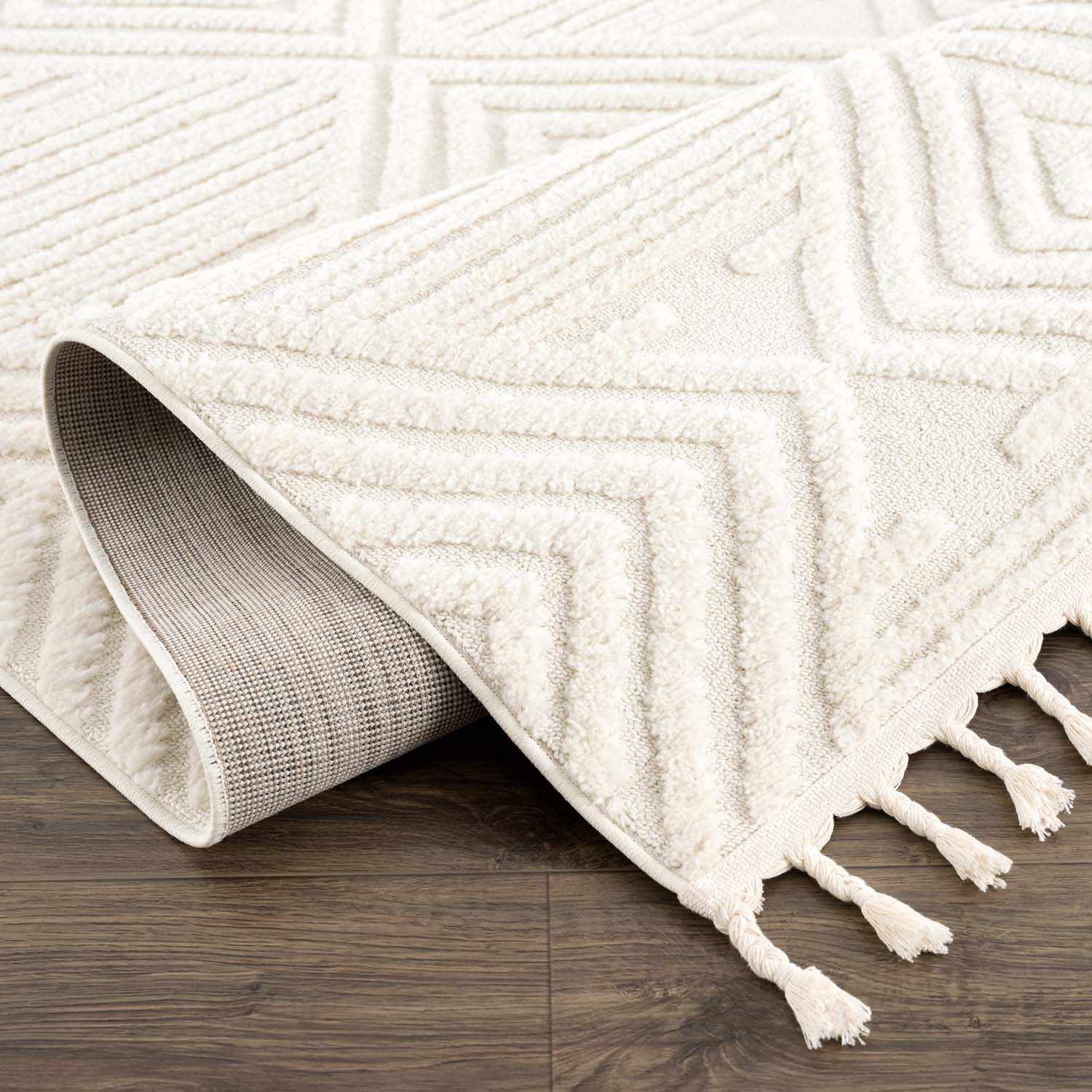 Manyas 3D Bone Area Rug with Tassels - Clearance - Ornate Home