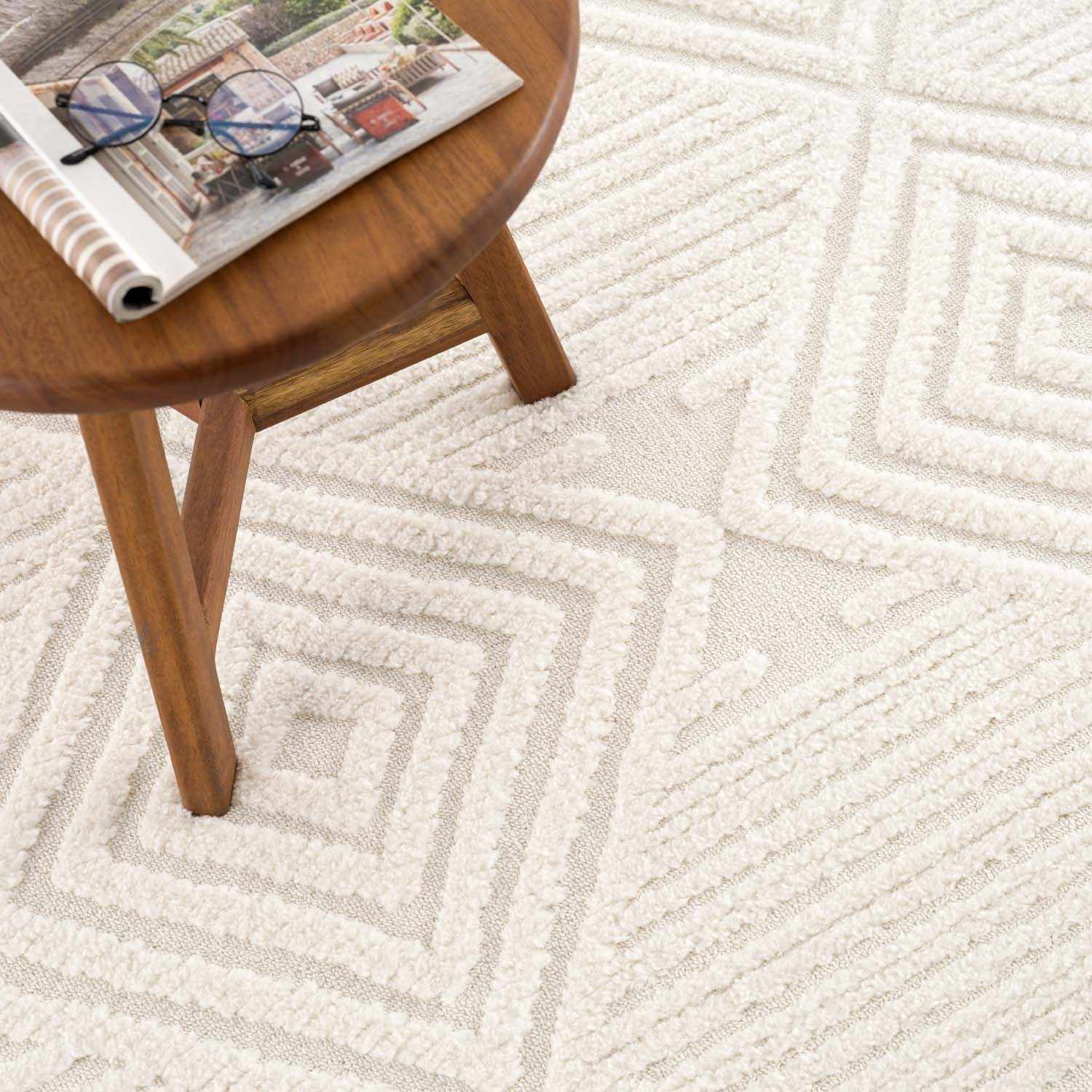 Manyas 3D Bone Area Rug with Tassels - Clearance - Ornate Home
