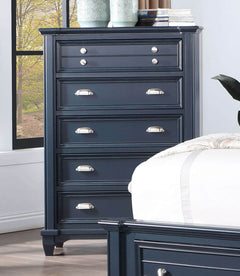 Manzanillo Slate Blue 5 Pc. Queen Bedroom Set w/ Chest - Ornate Home