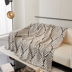 Maple Leaves Reversible Chenille Blanket Covers for Couch, Furniture Decoration Cover Sofa Slipcovers - Ornate Home