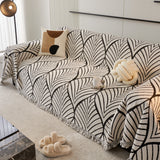 Maple Leaves Reversible Chenille Blanket Covers for Couch, Furniture Decoration Cover Sofa Slipcovers - Ornate Home