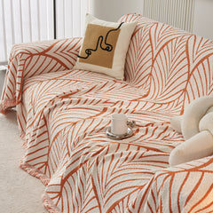 Maple Leaves Reversible Chenille Blanket Covers for Couch, Furniture Decoration Cover Sofa Slipcovers - Ornate Home