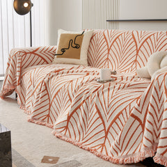 Maple Leaves Reversible Chenille Blanket Covers for Couch, Furniture Decoration Cover Sofa Slipcovers - Ornate Home