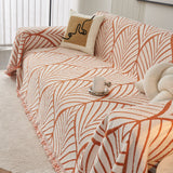 Maple Leaves Reversible Chenille Blanket Covers for Couch, Furniture Decoration Cover Sofa Slipcovers - Ornate Home