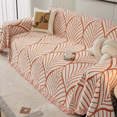 Maple Leaves Reversible Chenille Blanket Covers for Couch, Furniture Decoration Cover Sofa Slipcovers - Ornate Home