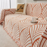 Maple Leaves Reversible Chenille Blanket Covers for Couch, Furniture Decoration Cover Sofa Slipcovers - Ornate Home