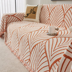 Maple Leaves Reversible Chenille Blanket Covers for Couch, Furniture Decoration Cover Sofa Slipcovers - Ornate Home