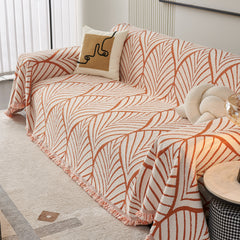 Maple Leaves Reversible Chenille Blanket Covers for Couch, Furniture Decoration Cover Sofa Slipcovers - Ornate Home
