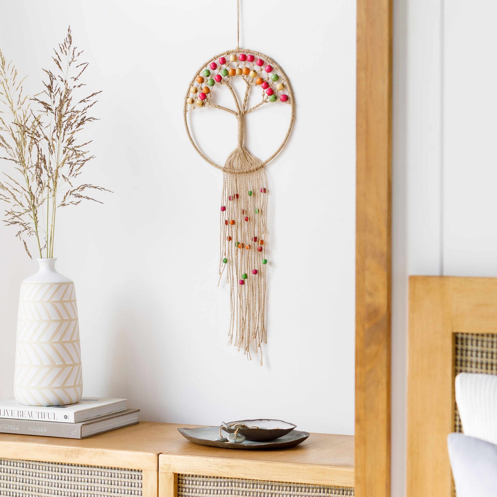 Mapua Colorful Beaded Macrame Wall Hanging Decor - Clearance - Ornate Home