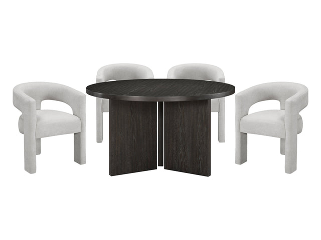 Marais Ebony/Light Gray 5-Piece Round Dining Table Set - Ornate Home