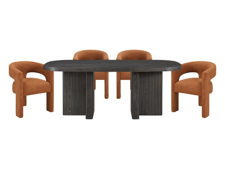 Marais Ebony/Orange 5-Piece Dining Table Set - Ornate Home