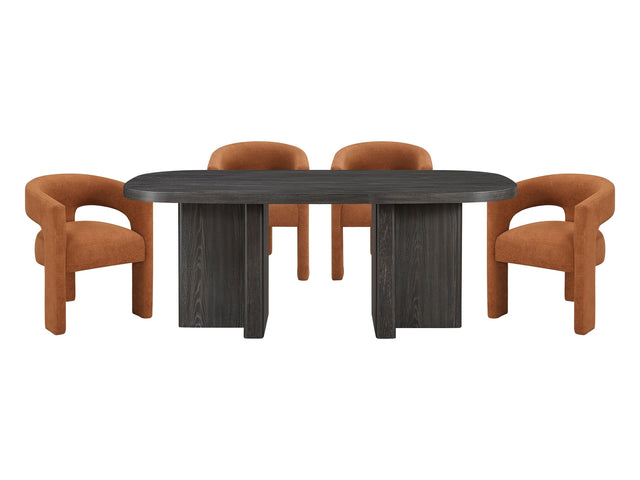 Marais Ebony/Orange 5-Piece Dining Table Set - Ornate Home
