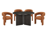 Marais Ebony/Orange 5-Piece Round Dining Table Set - Ornate Home