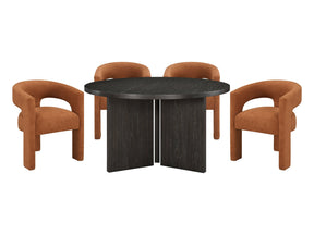 Marais Ebony/Orange 5-Piece Round Dining Table Set - Ornate Home