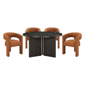 Marais Ebony & Orange 5pc Dining Set - Ornate Home
