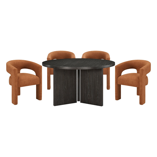 Marais Ebony & Orange 5pc Dining Set - Ornate Home