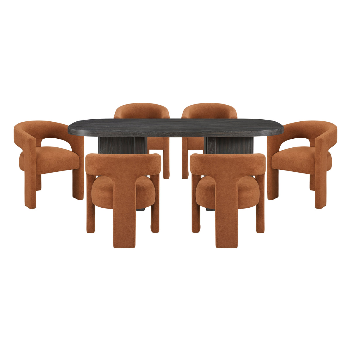 Marais Ebony & Orange 7pc Dining Set - Ornate Home