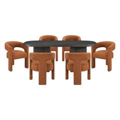 Marais Ebony & Orange 7pc Dining Set - Ornate Home