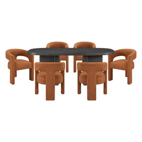 Marais Ebony & Orange 7pc Dining Set - Ornate Home