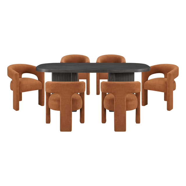 Marais Ebony & Orange 7pc Dining Set - Ornate Home