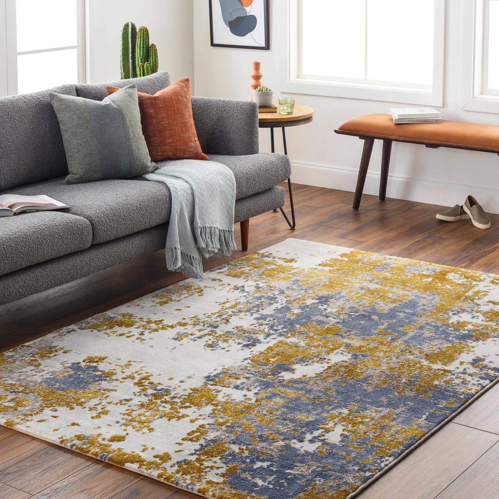 Maralal Mustard & Blue Area Rug - Clearance - Ornate Home