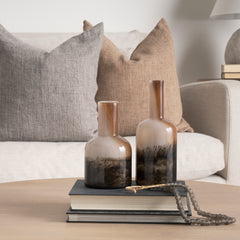 Marans Amber/Multicolor Short Glass Vase - Ornate Home