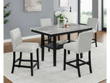 Marbel Dove/Black 5-Piece Faux Marble Counter Height Set - Ornate Home