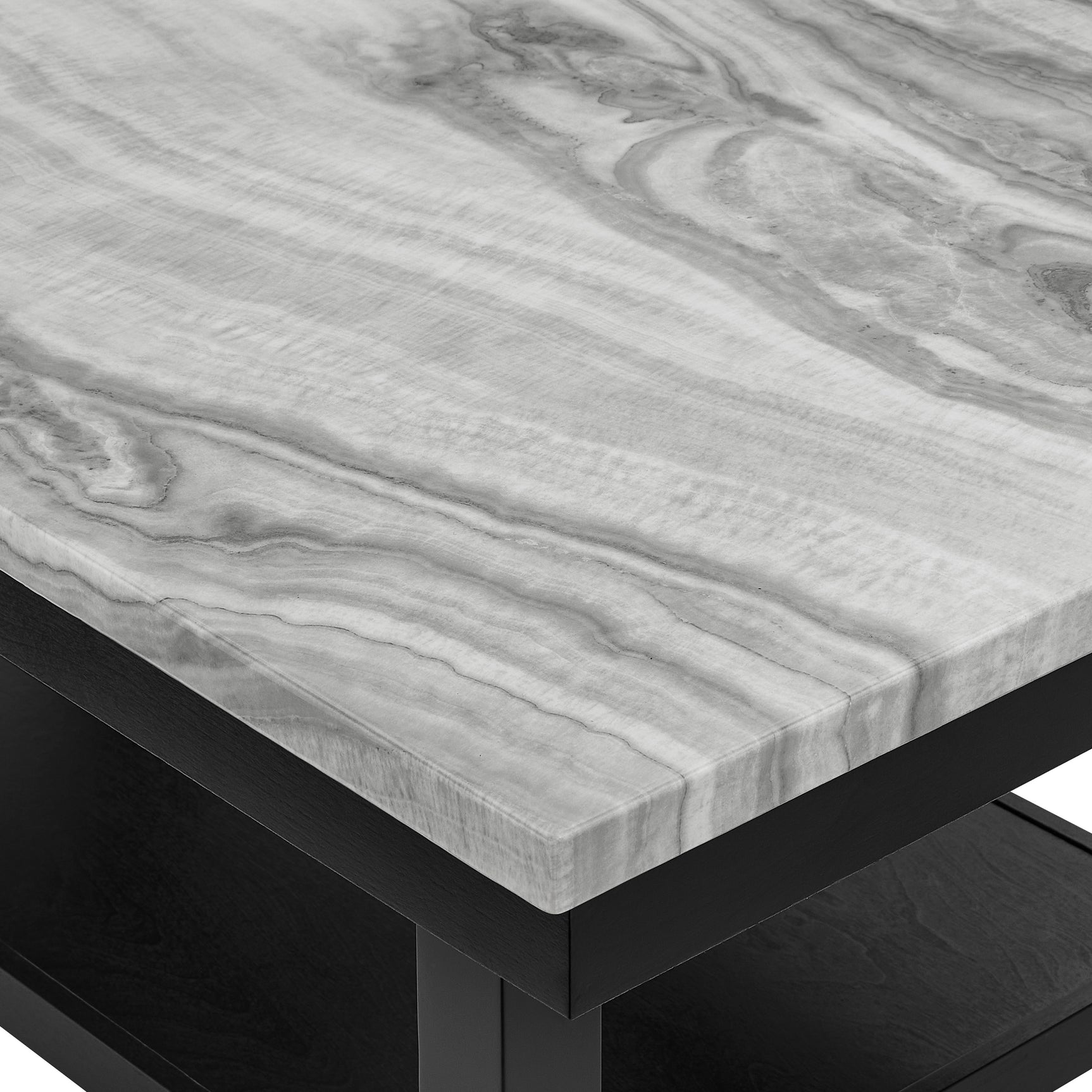 Marbel Dove/Black 5-Piece Faux Marble Counter Height Set - Ornate Home