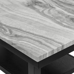 Marbel Dove/Black 5-Piece Faux Marble Counter Height Set - Ornate Home